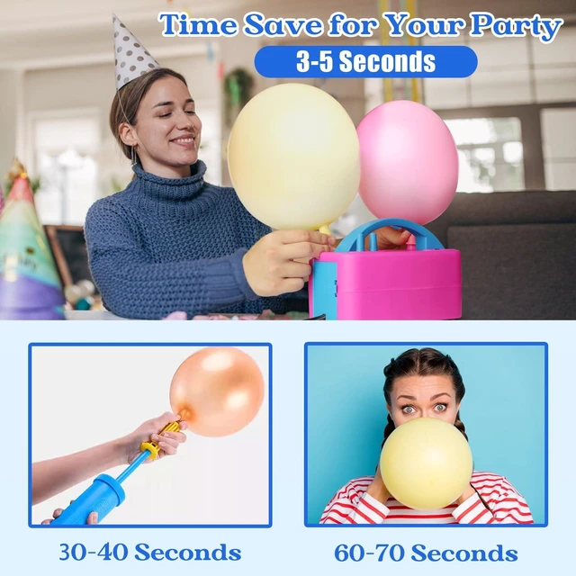 Alt view image 6 of 7 - Balloon Pump Electric, Portable Automatic Dual Nozzle Inflator 110V 600W with Tying Tools for Birthday Gender Reveal Baby Shower Balloons Party Decorations(Rose Red)