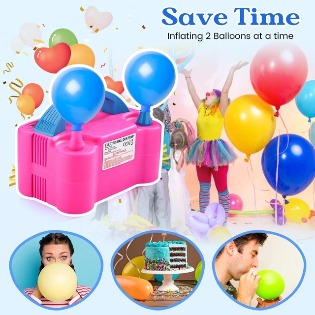 Alt view image 7 of 7 - Balloon Pump Electric, Portable Automatic Dual Nozzle Inflator 110V 600W with Tying Tools for Birthday Gender Reveal Baby Shower Balloons Party Decorations(Rose Red)