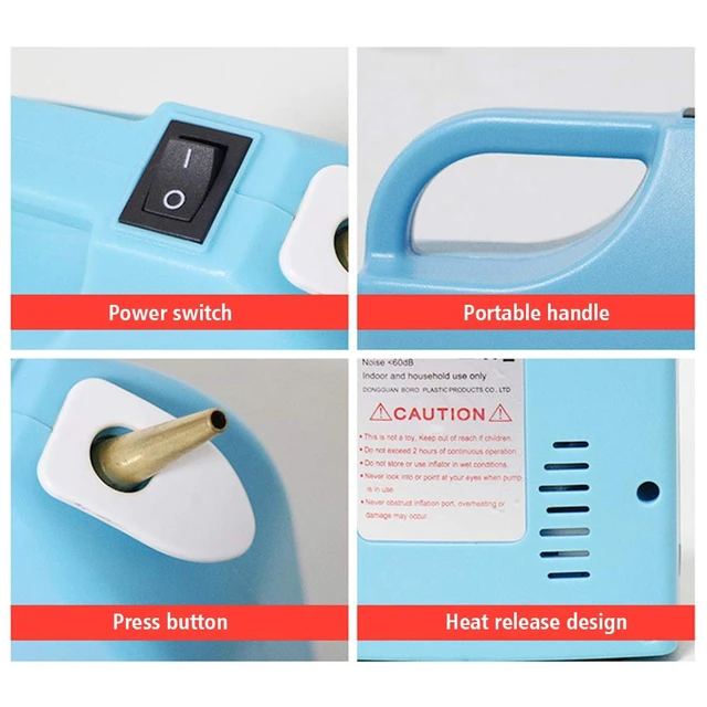 Alt view image 5 of 7 - Portable Electric Balloon Inflator Electric Balloon Pump Rechargeable Twisting Modeling Balloon Pump Electric Balloon Pump Air Balloon Blower for Birthday/Party/Decoration (Blue)