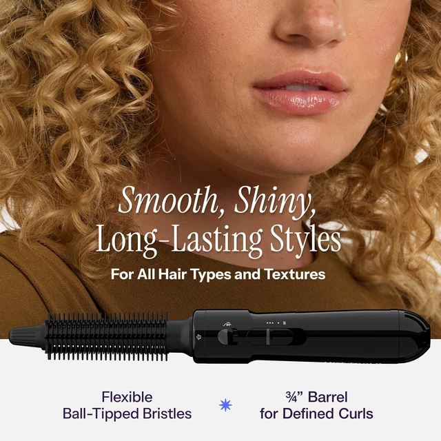 Alt view image 3 of 6 - Pro Artist 3/4" Hot Air Styling Brush, Black | Style, Curl and Touch Ups, Lightweight, Controls Frizz, 2 Heat/Speed Settings, 8 Ft Cord