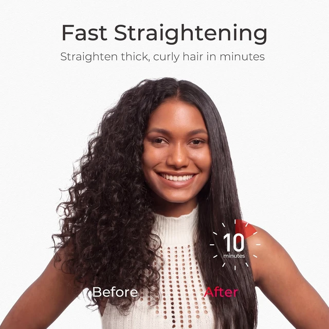 Alt view image 5 of 7 - Hair Straightener Brush - Ionic Mini Straightening Brush for Women | Ceramic Hot Comb Straightener Brush, Dense Bristles, 16 Temps, Dual Voltage, Flat Iron for Curly Hair, Black, 2 Inch
