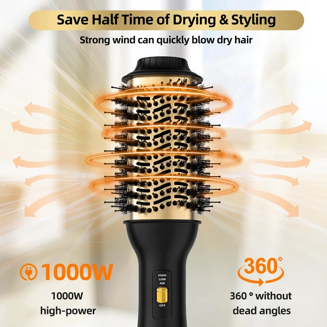 Alt view image 6 of 7 - 4-in-1 Hot Air Brush with Oval Barrel - Salon-Grade Styling Tool for All Hair Types