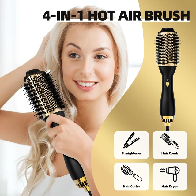 Alt view image 2 of 7 - 4-in-1 Hot Air Brush with Oval Barrel - Salon-Grade Styling Tool for All Hair Types