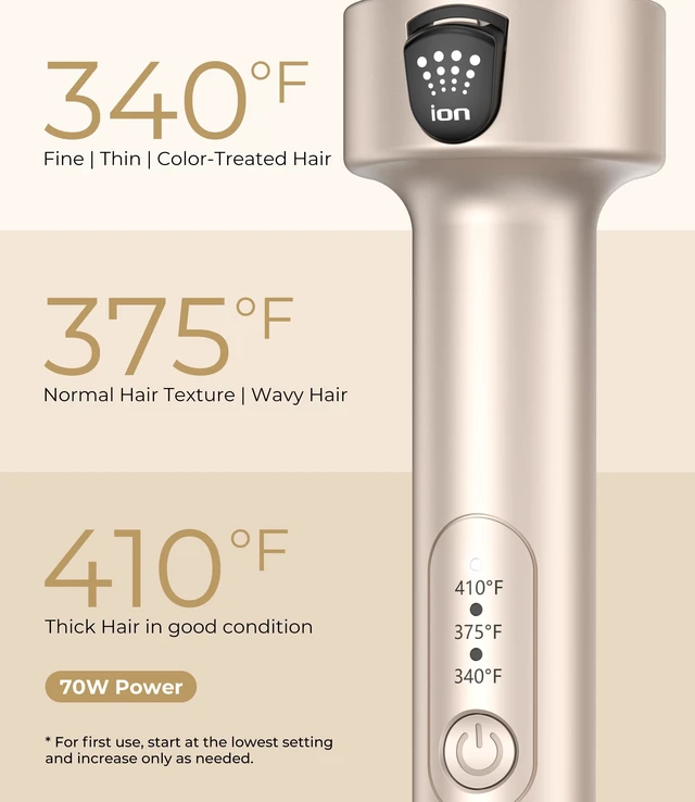 Alt view image 6 of 7 - Thermal Brush 1.5 Inch, Heated Round Brush for Blowout Look | Dual Voltage Compact Size for Travel, Ionic Ceramic, for C-Curls, Flips and Volume, Adjustable Heats 340-410F, Champagne