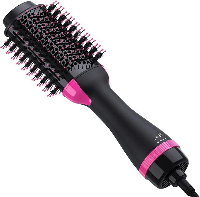 Main image of Hair Brush for Blowout Look, 360° Airflow Heated Round Brush with 2X Negative Ions Release for Less Frizzy, 1.5 Inch Dual Voltage Heated Curling Brush for Travel, Dual PTC Technology