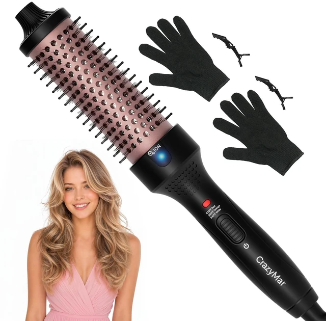 Main image of Ionic Thermal Brush, 1.5 Inch Heated Round Brush for Salon Result, 15s Fast Heat-Up Curling Brush with 3 Heat Settings, Dual Voltage, Anti-Tangle Bristles for Smoothing, Curling & Volume
