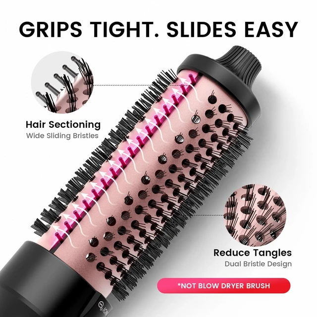 Alt view image 6 of 7 - Ionic Thermal Brush, 1.5 Inch Heated Round Brush for Salon Result, 15s Fast Heat-Up Curling Brush with 3 Heat Settings, Dual Voltage, Anti-Tangle Bristles for Smoothing, Curling & Volume