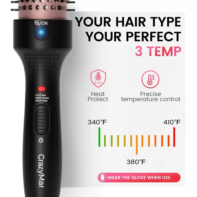 Alt view image 7 of 7 - Ionic Thermal Brush, 1.5 Inch Heated Round Brush for Salon Result, 15s Fast Heat-Up Curling Brush with 3 Heat Settings, Dual Voltage, Anti-Tangle Bristles for Smoothing, Curling & Volume