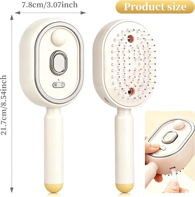 Alt view image 6 of 6 - Electric Spray Air Cushion Massage Comb, Upgraded 5 in 1 Rechargeable Air Cushion Hair Brush, Retractable Self-Cleaning Steam Brush for Frizzy Hair & Scalp Care, Anti-Static & Detangling (Beige)