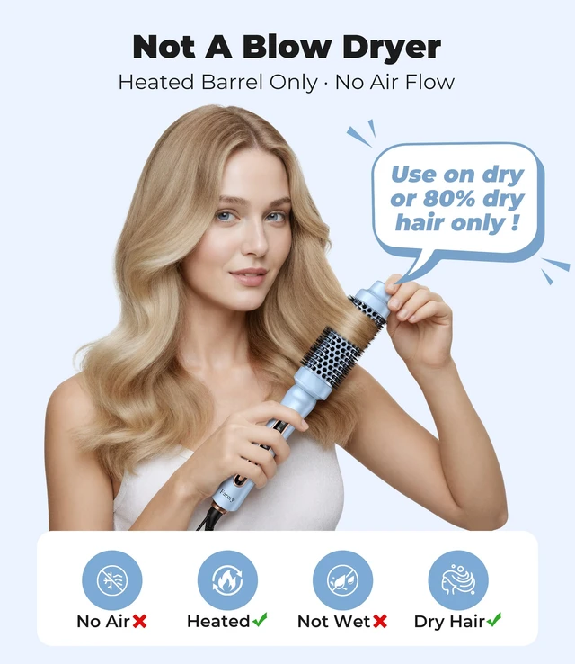Alt view image 2 of 6 - Thermal Brush 1.5 Inch for Short to Medium Hair, Heated Round Curling Iron with 5 Heat Settings Up to 420°F, Hot Styling Tool for Curls Bangs Volume Flips, Dual Voltage Travel