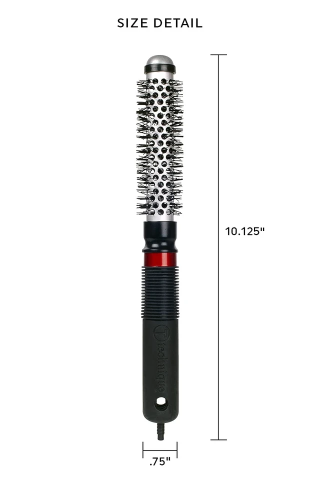 Alt view image 2 of 7 - Technique Thermal Hair Brush #300 0.75 for Blow-Drying, Curling, and Styling Heat-Retaining Barrel with Anti-Static Tourmaline Bristles, Round Thermal Brush, Not Electric, All Hair Types