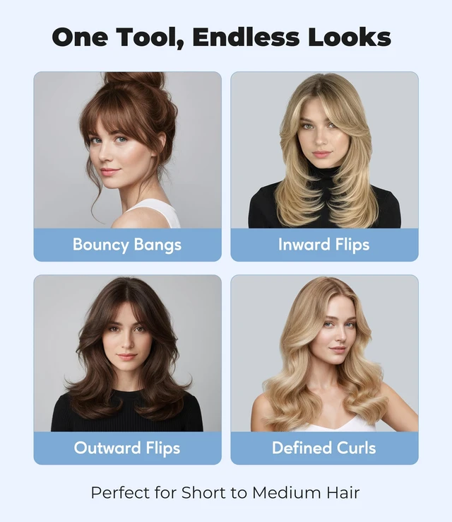 Alt view image 6 of 6 - Thermal Brush 1.5 Inch for Short to Medium Hair, Heated Round Curling Iron with 5 Heat Settings Up to 420°F, Hot Styling Tool for Curls Bangs Volume Flips, Dual Voltage Travel