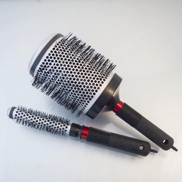 Alt view image 5 of 7 - Technique Thermal Hair Brush #300 0.75 for Blow-Drying, Curling, and Styling Heat-Retaining Barrel with Anti-Static Tourmaline Bristles, Round Thermal Brush, Not Electric, All Hair Types