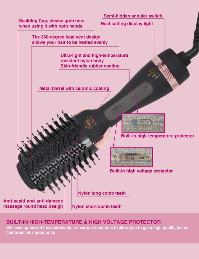 Alt view image 4 of 7 - Hair Dryer Brush Blow Dryer Brush in One, 4 in 1 Ionic Hair Dryer and Styler Volumizer with Oval Titanium Barrel, Hot Air Straightener for Smooth Frizz-Free Blowout