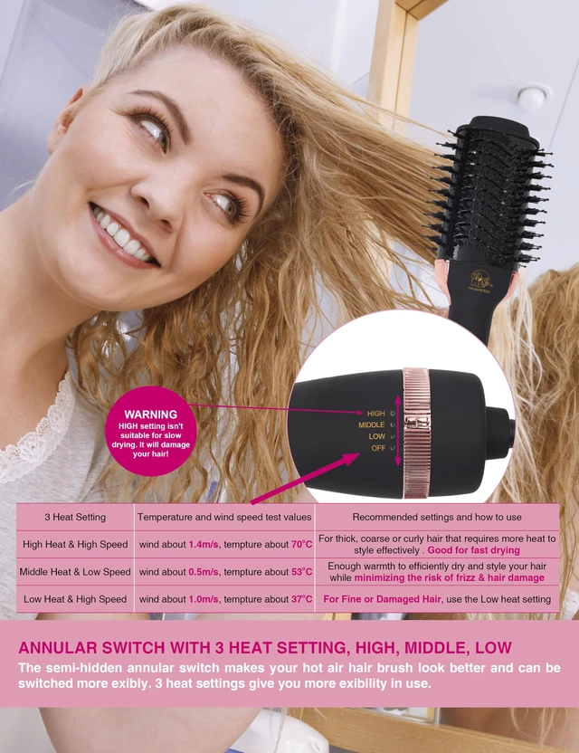 Alt view image 5 of 7 - Hair Dryer Brush Blow Dryer Brush in One, 4 in 1 Ionic Hair Dryer and Styler Volumizer with Oval Titanium Barrel, Hot Air Straightener for Smooth Frizz-Free Blowout