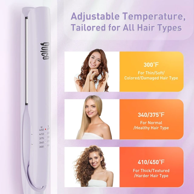 Alt view image 7 of 7 - Hair Straightener, 100-240V Dual Voltage Hair Straightener and Curler | Upgrade Straighteners for Women 15s Heat up, Professional Negative Ion Ceramic Flat Iron Less Frizz, 5 Temp & Auto-Off, Lilac