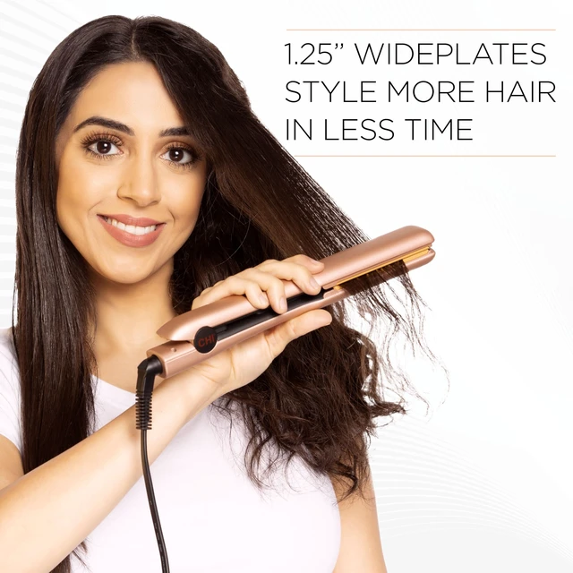 Alt view image 4 of 7 - Original Flat Iron Hair Straightener, 1.25", Prosecco Please | Ceramic Floating Plates for Smooth Finish, Quick Heat Up Styling Tool, Adjustable Heat Settings