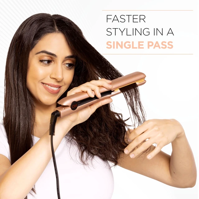 Alt view image 3 of 7 - Original Flat Iron Hair Straightener, 1.25", Prosecco Please | Ceramic Floating Plates for Smooth Finish, Quick Heat Up Styling Tool, Adjustable Heat Settings
