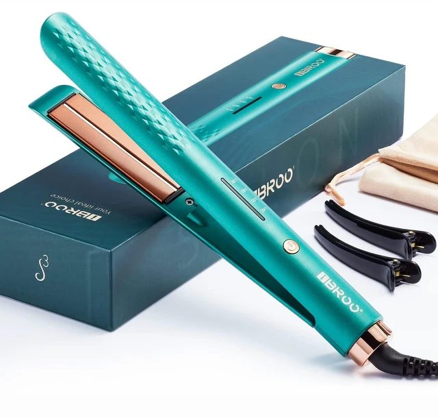 Main image of Flat Iron Infrared Hair Straightener Ceramic Straighteners for Women, 1 inch Tourmaline Keratin Iron, Dual Voltage 220 volt Straight Iron for Hair, Green Professional Curling Straightening Irons