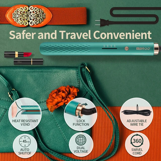 Alt view image 6 of 6 - Flat Iron Infrared Hair Straightener Ceramic Straighteners for Women, 1 inch Tourmaline Keratin Iron, Dual Voltage 220 volt Straight Iron for Hair, Green Professional Curling Straightening Irons