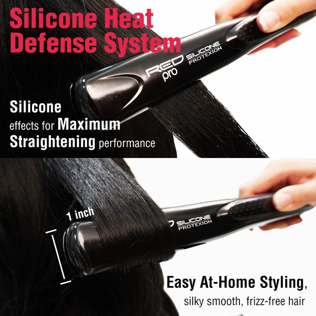 Alt view image 2 of 7 - Hair Straightener Silicone Protexion Flat Iron 1 Inch, Adjustable Temperature Setting, Ultra Thin, Lightweight, Suitable for All Hair Types