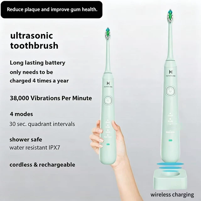 Alt view image 4 of 6 - 2-1 Oral Clean Kit- Water Dental flosser & Electric Toothbrush Combo- Brushing & Flossing- for Teeth Cleaning and Gum Health (Light Green)