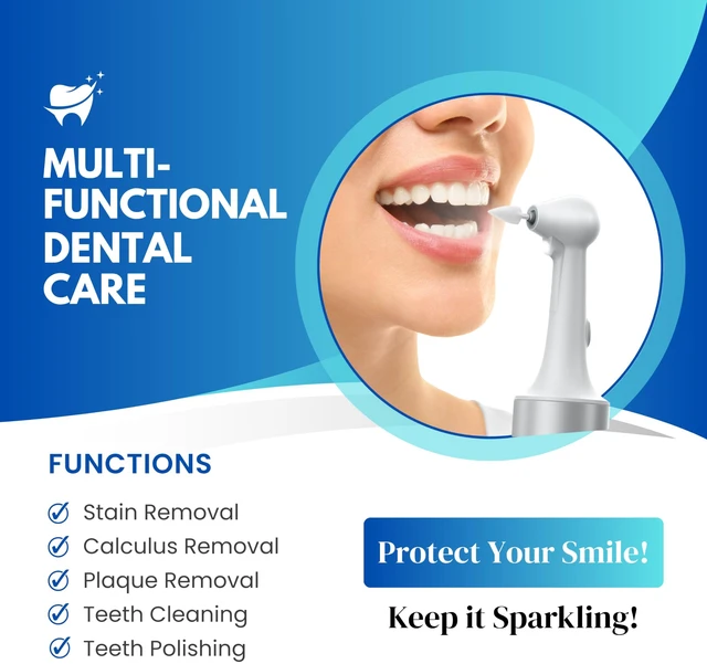 Alt view image 2 of 7 - Ultrasonic Electric Teeth Polisher - Rechargeable Dental Calculus & Plaque Remover with 5 Heads, 3 Modes, and LED Light for At-Home Dental Care