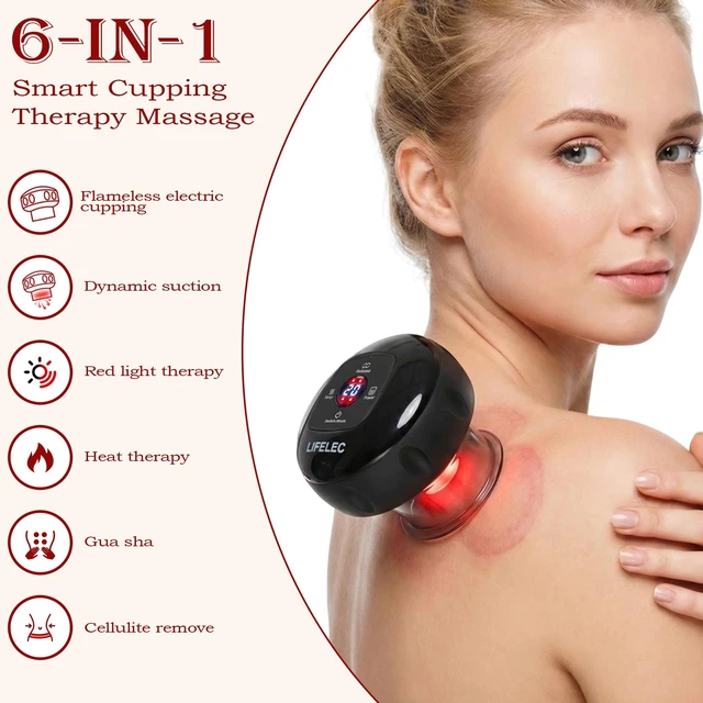 Alt view image 2 of 7 - 2PCS Electric Cupping Therapy Set - 6 Cups (Large/Press/Move) | 12-Level Heat & Suction, Smart Red Light Therapy, Dual Massagers for Simultaneous Use, For Athletes, Fitness, Pain Relief