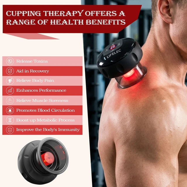 Alt view image 3 of 7 - 2PCS Electric Cupping Therapy Set - 6 Cups (Large/Press/Move) | 12-Level Heat & Suction, Smart Red Light Therapy, Dual Massagers for Simultaneous Use, For Athletes, Fitness, Pain Relief
