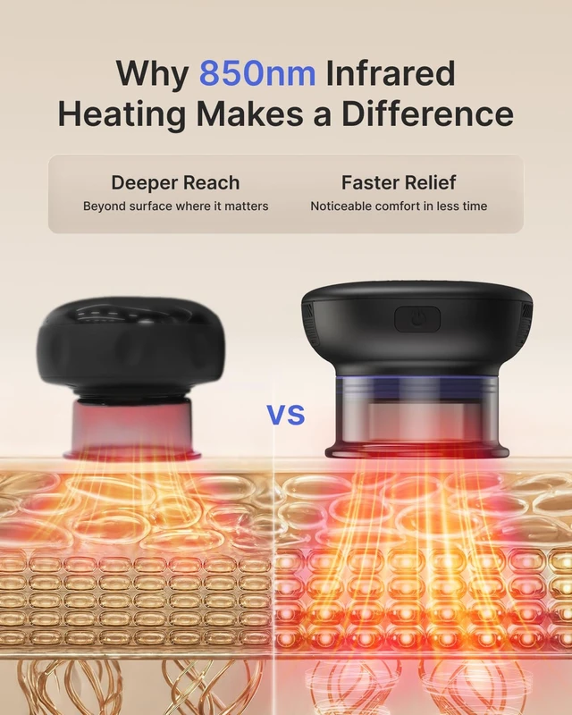 Alt view image 2 of 7 - Emberace Cup Cupping Massager with 850nm Infrared Heating, 1-Pack | Rechargeable Cupping Set, 3 Suction Levels, 3/5/8-Min Timer, 3 Heads, Storage Pouch, for Athlete, Office Tension Relief