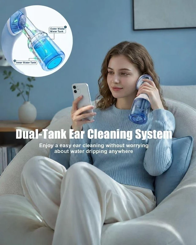 Main image of Ear Wax Removal, Electric Ear Irrigator with 4 Pressure Modes & Built-in Waste Tank, USB-C Rechargeable Ear Water Flusher, IPX7 Waterproof, 4 Replacement Tips (Blue)