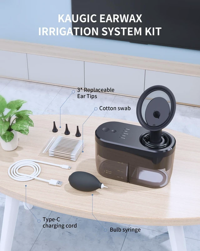 Alt view image 6 of 6 - Electric Ear Wax Removal Kit for Adults, FSA-HSA-Eligible, Home Use | One-Handed Ear Irrigation Flushing System, Big Dual Water Tank(Each 400ML), 1-Hole/3-Hole Nozzle, 4 Cleaning Modes, Black