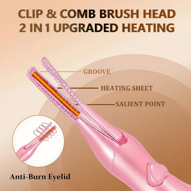 Alt view image 4 of 7 - Heated Eyelash Curler, 2-in-1 Clip-Type Design, 3 Temperature Modes, USB Rechargeable Electric Eyelash Curler, Natural Curling 24H Long-Lasting Curl, Gift for Women & Girls, Light Pink GU-1
