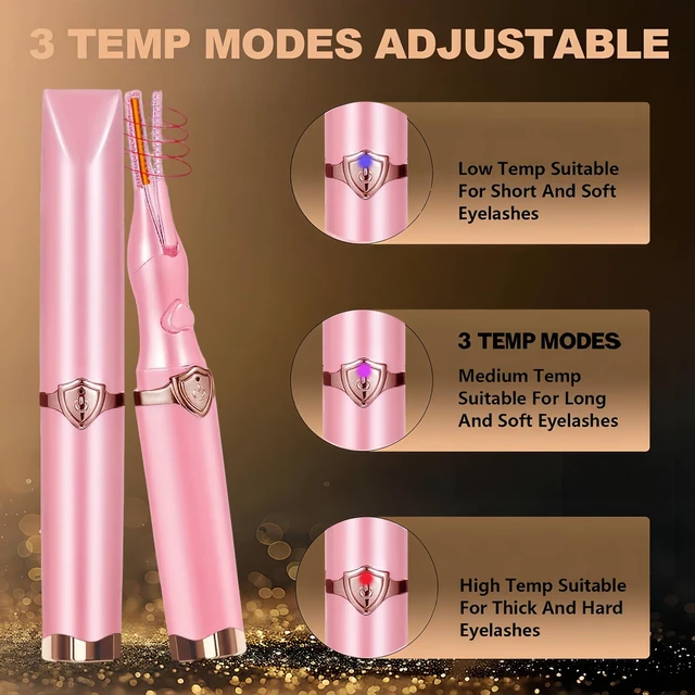 Alt view image 5 of 7 - Heated Eyelash Curler, 2-in-1 Clip-Type Design, 3 Temperature Modes, USB Rechargeable Electric Eyelash Curler, Natural Curling 24H Long-Lasting Curl, Gift for Women & Girls, Light Pink GU-1