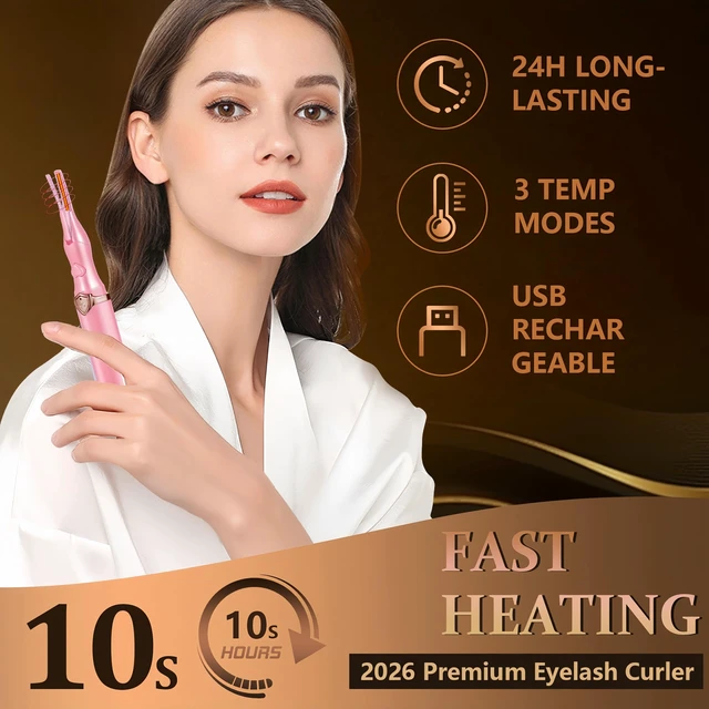 Alt view image 3 of 7 - Heated Eyelash Curler, 2-in-1 Clip-Type Design, 3 Temperature Modes, USB Rechargeable Electric Eyelash Curler, Natural Curling 24H Long-Lasting Curl, Gift for Women & Girls, Light Pink GU-1
