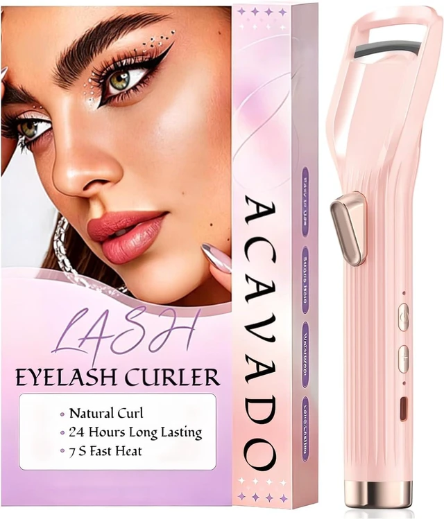 Main image of Heated Eyelash Curler Premium PRO - Fast Heat up in 8s - 24 Hours Long Lasting - Rechargeable Electric Eyelash Curler with Type-C, Innovative L Silicone, 2 Heat Modes, Anti-Burn Eyelid, Pink-IO7