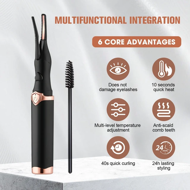 Alt view image 3 of 7 - Heated Eyelash Curler, Mini Electric Eyelash Curler, Portable Makeup Electric Eyelash Curling, USB Rechargeable Finalize Eyelash Tool Beauty Tools for Women (Black)