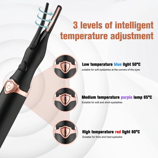 Alt view image 4 of 7 - Heated Eyelash Curler, Mini Electric Eyelash Curler, Portable Makeup Electric Eyelash Curling, USB Rechargeable Finalize Eyelash Tool Beauty Tools for Women (Black)