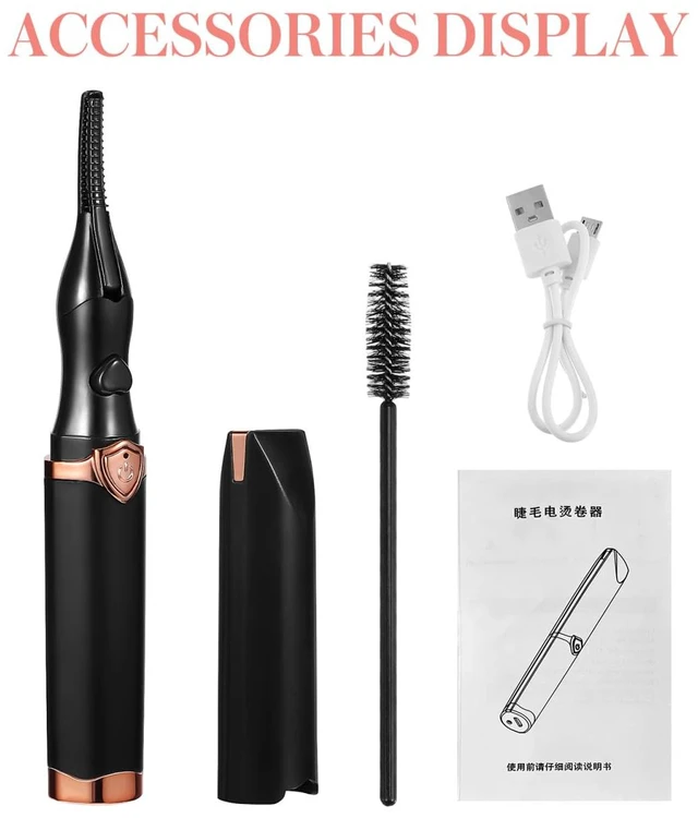 Alt view image 5 of 7 - Electric Eyelash Curler USB Rechargeable 3 Heat Levels Black | ABS Body, 140-176 F Heat Range, USB Cable Included, Portable Lash Tool, Daily Makeup And Travel