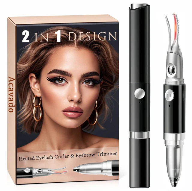 Main image of Heated Eyelash Curler - 2 in 1 Eye Lash Curler and Eyebrow Trimmer for Women with 2 Temperature Modes, USB Rechargeable Electric Eyelash Curler, Anti-Burn Design, Ideal Gift for Women(Black B1)