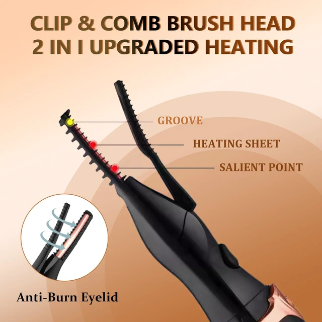 Alt view image 5 of 7 - Heated Eyelash Curler - 2-in-1 Clip-Type Design, 3 Temperature Modes, USB Rechargeable Electric Eyelash Curler, Natural Curling 24H Long-Lasting Curl, Gift for Women & Girls, Shiny Black GE