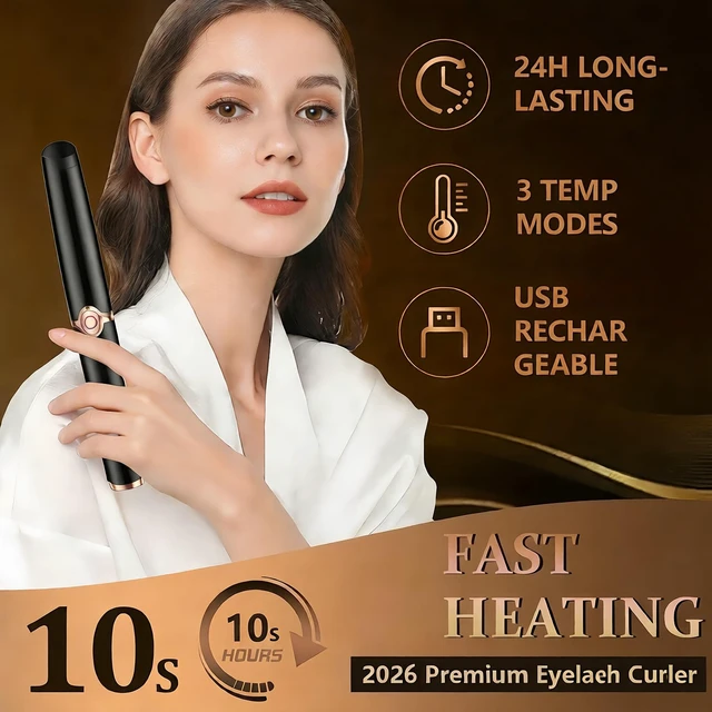 Alt view image 3 of 7 - Heated Eyelash Curler - 2-in-1 Clip-Type Design, 3 Temperature Modes, USB Rechargeable Electric Eyelash Curler, Natural Curling 24H Long-Lasting Curl, Gift for Women & Girls, Shiny Black GE