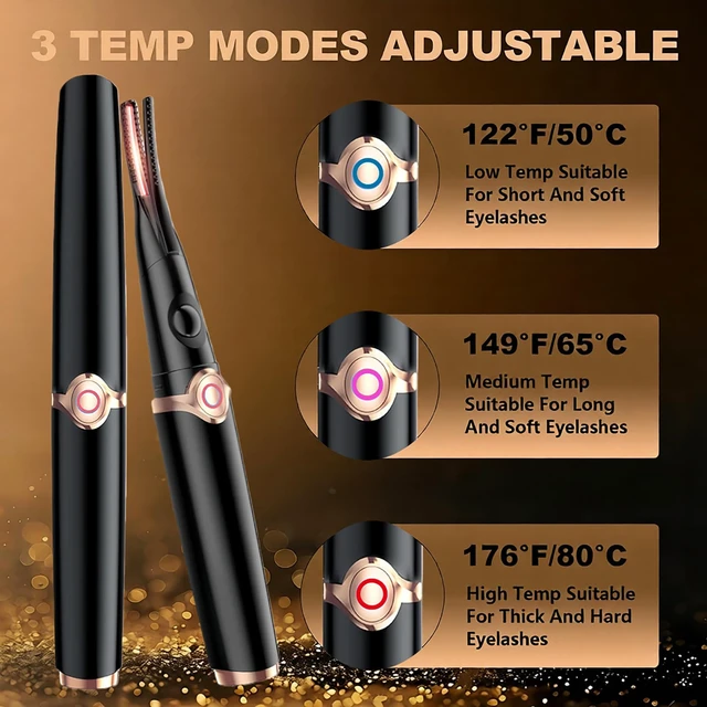 Alt view image 4 of 7 - Heated Eyelash Curler - 2-in-1 Clip-Type Design, 3 Temperature Modes, USB Rechargeable Electric Eyelash Curler, Natural Curling 24H Long-Lasting Curl, Gift for Women & Girls, Shiny Black GE