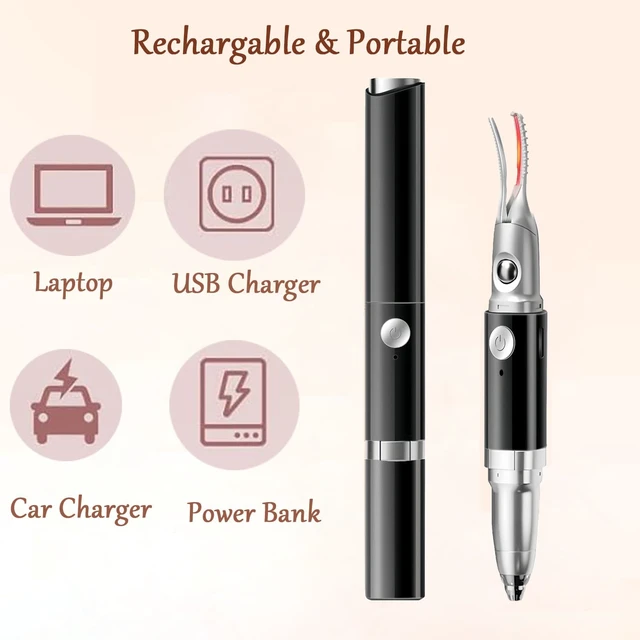 Alt view image 7 of 7 - Heated Eyelash Curler - 2 in 1 Eye Lash Curler and Eyebrow Trimmer for Women with 2 Temperature Modes, USB Rechargeable Electric Eyelash Curler, Anti-Burn Design, Ideal Gift for Women(Black B1)