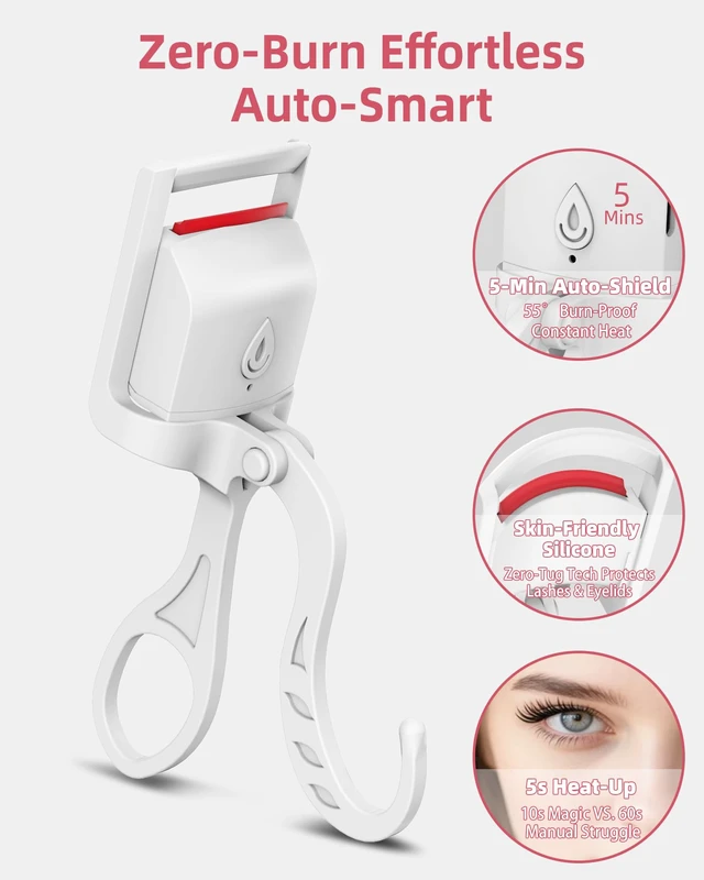 Alt view image 5 of 7 - Heated Eyelash Curler,24H Long-Lasting Curls &Safe Anti-Burn,White | Electric Eyelash Curlers with Silicone Pad,5s Fast Heating, Type-C Quick Charge, Intelligent Temp Control