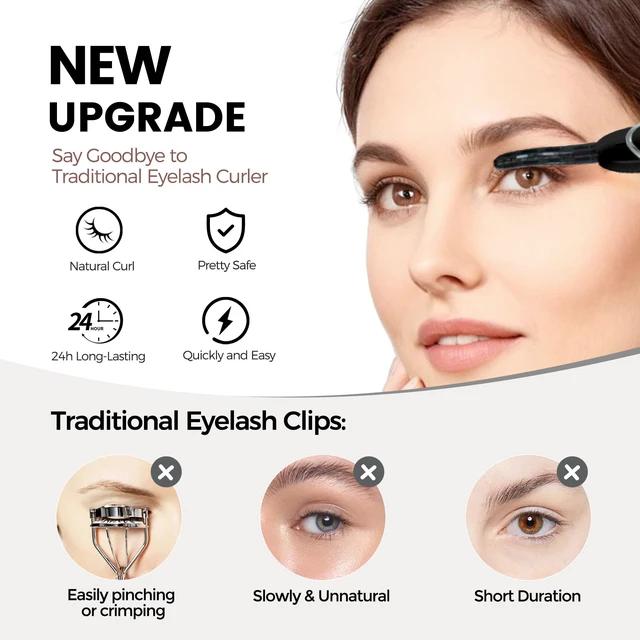 Alt view image 3 of 7 - Heated Eyelash Curler, S600 Rechargeable Heated Lash Curler, Eyelash Curler Heated in 8s for Women 24Hs Long Lasting Makeup (Black/Silver, 148MM)