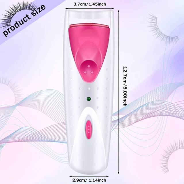 Alt view image 2 of 7 - 2 Pieces Heated Eyelash Curler Electric Eyelash Curlers Painless Safety Design with Double Silicone Curling Pad for Women Long Lasting Naturally Eyelashes (Pink)