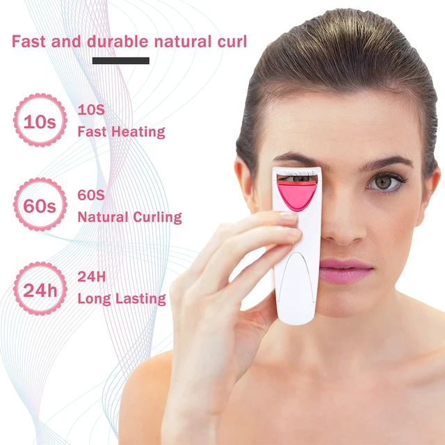 Alt view image 3 of 7 - 2 Pieces Heated Eyelash Curler Electric Eyelash Curlers Painless Safety Design with Double Silicone Curling Pad for Women Long Lasting Naturally Eyelashes (Pink)