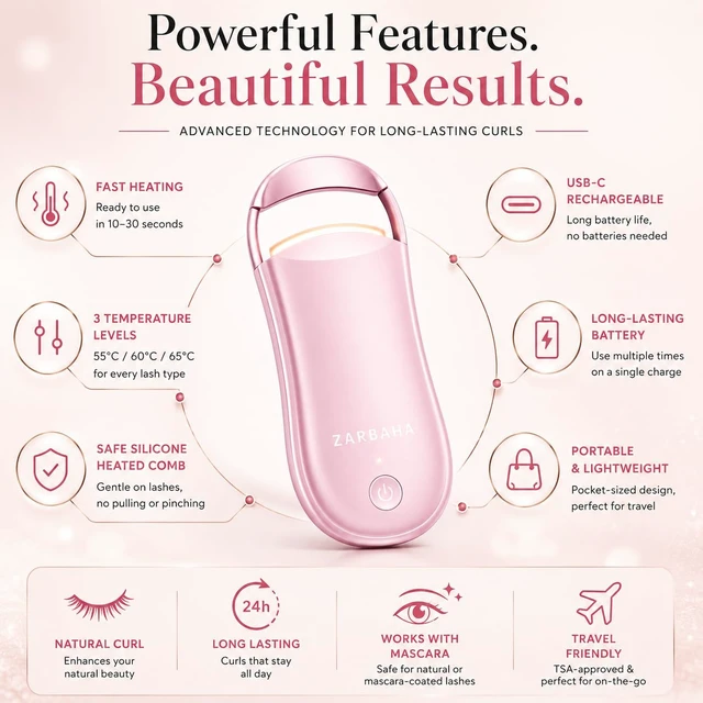 Alt view image 4 of 7 - Electric Heated Eyelash Curler for 24-Hour Lift | Rechargeable, Anti-Scald Design with 3 Temperature Settings Perfect Lash Lift Tool for Natural & False Lashes