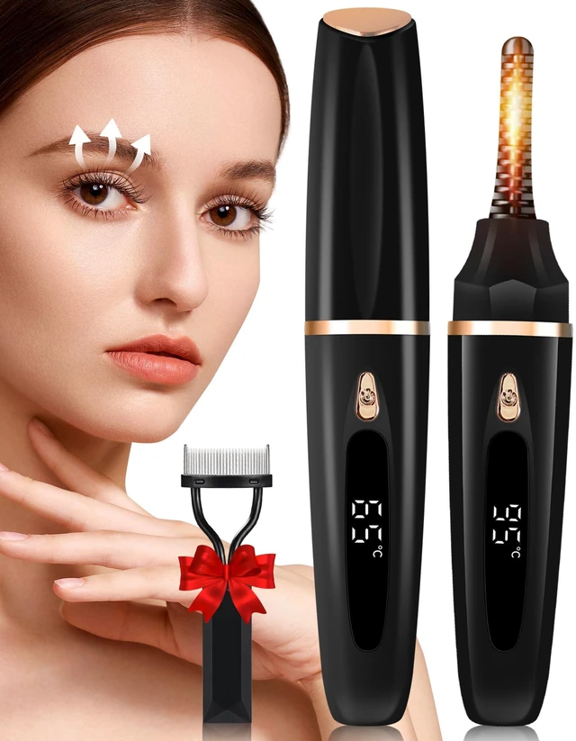 Main image of Heated Eyelash Curlers - Eye Lash Curler Heat with Eyelash Comb - Electric Eyelash Curler - Rizador De Pestañasey LED Display 3 Temp Settings USB Charge Natural Curling 24H for Women Makeup Tool Gifts